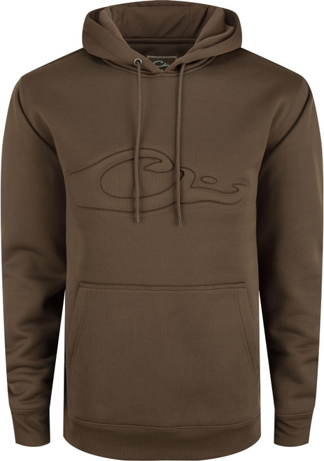 Drake Waterfowl Men Back Eddy Embossed Hunting Hoodie - Chocolate Chip L