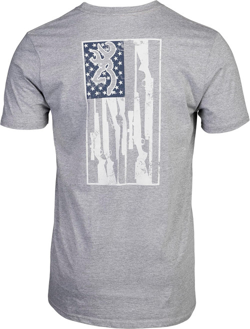 Browning Men's Legacy Flag W/ Buckmark Logo T-Shirt Heather Gray 3XL