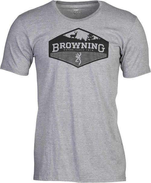 Browning Men's Hillside Graphic Logo Shirt Cotton Blend Heather Gray L