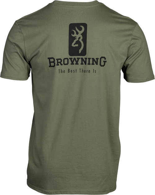 Browning Men's Buckmark Emblem T-Shirt Military Green/Black Medium