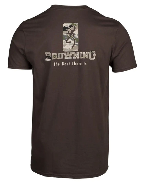 Browning Men's Buckmark Emblem T-Shirt Brown/OVIX Camo Large