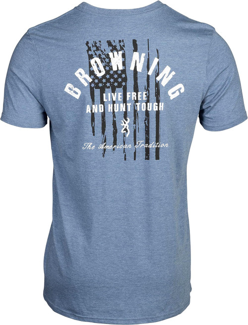 Browning Men's Hunt Tough Graphic Logo Cotton T-Shirt Blue Large