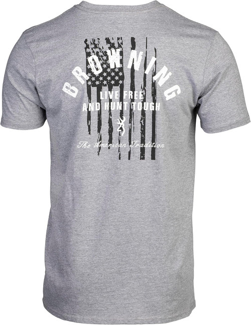 Browning Men's Hunt Tough Graphic Logo Cotton T-Shirt Heather Gray X-Large
