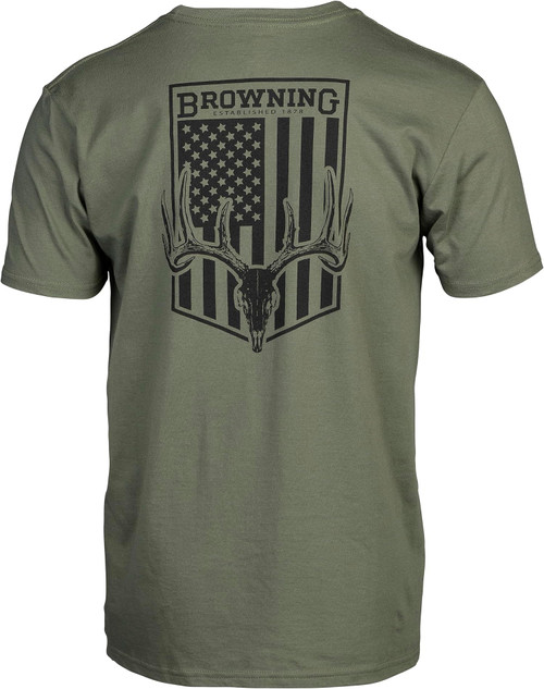 Browning Men's Whitetail Flag Cotton Shirt Military Green XXX-Large