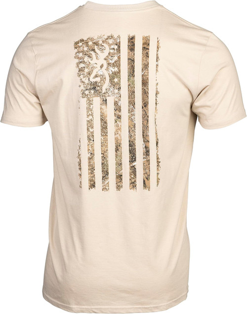 Browning Men's Camo Flag Graphic Logo T-Shirt Realtree APX/Tan X-Large