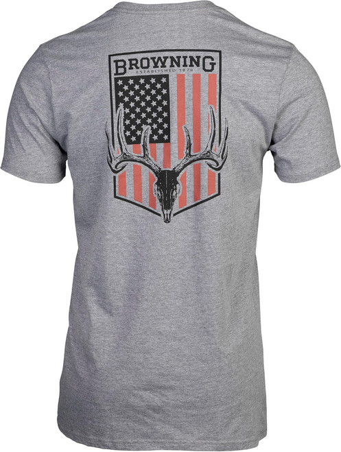 Browning Men's Whitetail Flag Cotton Shirt Heather Grey X-Large