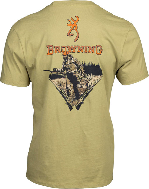 Browning Men's Tag Out Graphic Logo Cotton Shirt Light Green Large