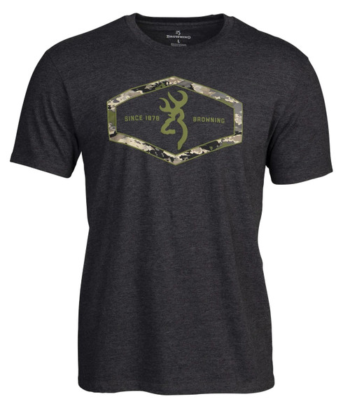 Browning Men's Hexlock Graphic T-Shirt Cotton Blend Dark Gray Large