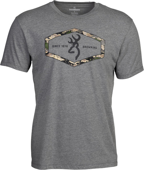 Browning Men's Hexlock Graphic T-Shirt Cotton Blend Heather Gray X-Large