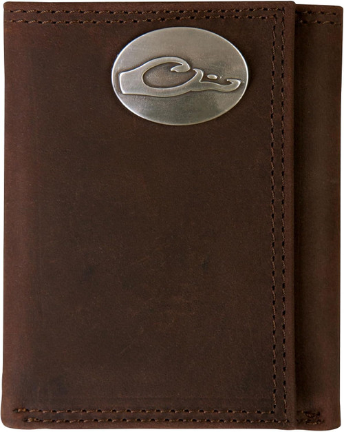 Drake Waterfowl Unisex Durable Compact Leather Tri-Fold Wallet Brown