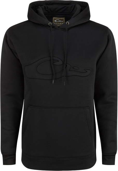 Drake Waterfowl Men's Back Eddy Embossed Solid Hoodie Caviar Black 2X-Large