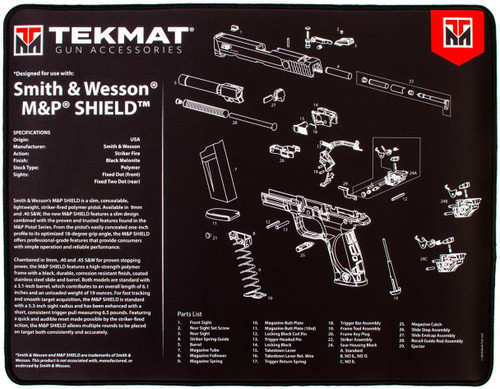 TekMat Ultra Handgun Cleaning Mat 20"x15" Extra Thick .25" MP Shield Blk