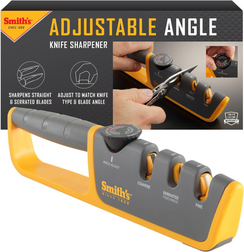 Smith's Adjustable Angle Pull-Thru Manual Knife Sharpener Gray/Yellow