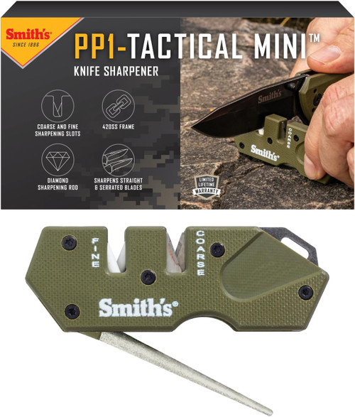 Smith's PP1-Mini 2 Stage Knife Sharpener Preset Carbide & Ceramic Stone Grn