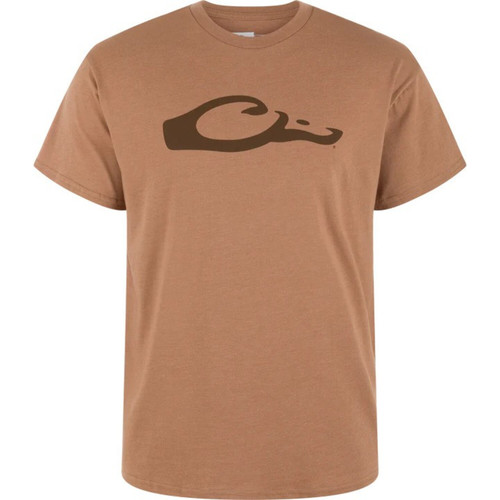 Drake Waterfowl Graphic Logo Cotton Blend T-Shirt Golden Pecan DK Hthr 2XL