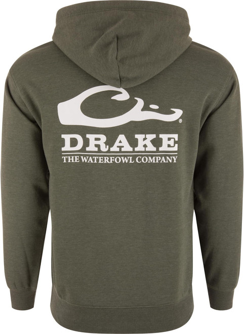 Drake Waterfowl Logo Midweight Cotton Hoodie Deep Depths DK Hthr X-Large