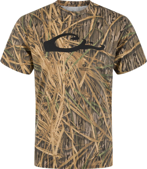 Drake Waterfowl Graphic Logo Cotton Blend T-Shirt Mossy Oak Shadowgrass L