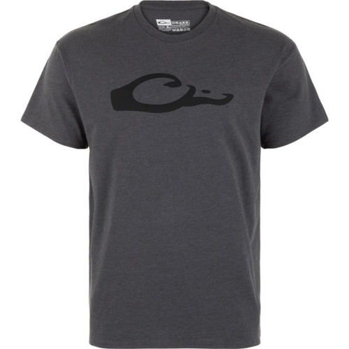 Drake Waterfowl Graphic Logo Cotton Blend T-Shirt Charcoal Hthr/Blk M