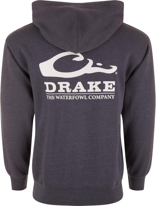 Drake Waterfowl Logo Midweight Cotton Hoodie Night Sky Dk Heather X-Large