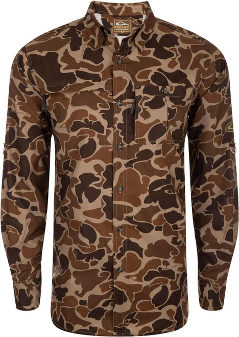Drake Performance 8-Shot Flyweight Long-Sleeve Shirt Old School 2X-Large