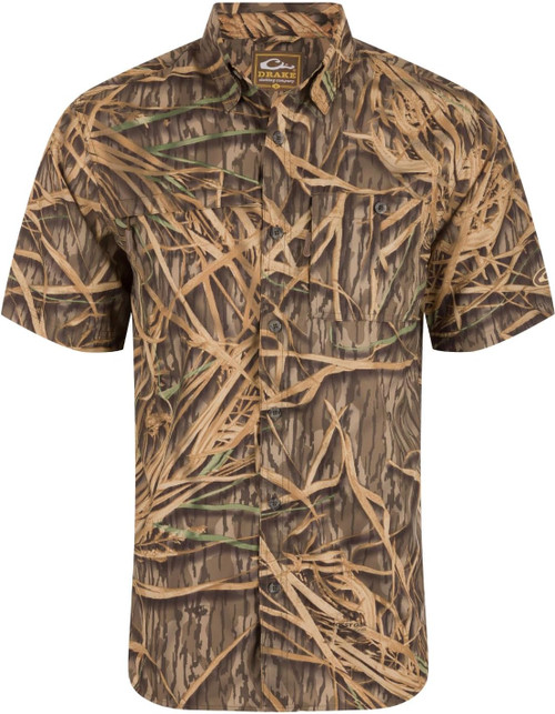 Drake Waterfowl 8-Shot Flyweight Short Sleeve Shirt - OG Shadowgrass - L
