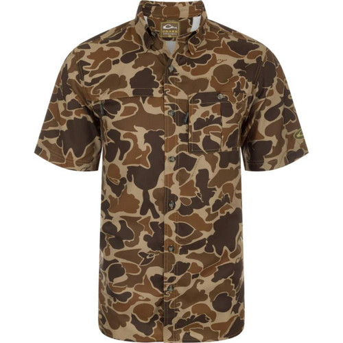 Drake Waterfowl 8-Shot Flyweight Short Sleeve Shirt - Old School - Medium