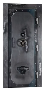 Exterior Image of Out-Swing Standard Open Vault Door in Antiqued Ironworks Finish.