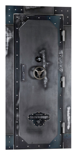 Exterior Image of Out-Swing Standard Open Vault Door in Antiqued Ironworks Finish.