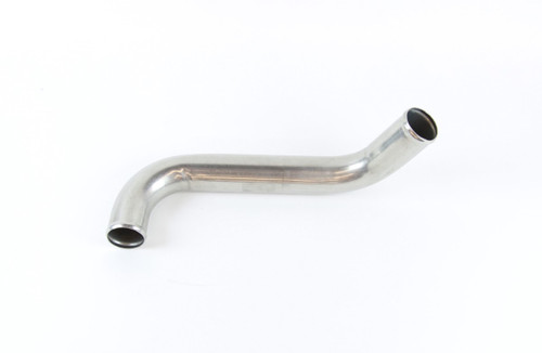 The upper radiator tube for a Kenworth T660 with a Caterpillar 3406E or C15 single turbo engine.  The tube connects the radiator to the thermostat housing on the engine.  The tube is made from 304 stainless steel and offered in a mill finish.