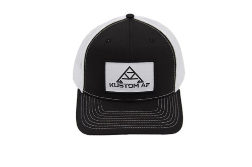Kustom Truck Parts Trucker Hat, R112-BLK-WHT-KAF0002, black and white branded embroidered patch for diesel truckers