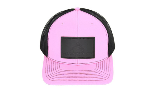 Kustom Truck Parts Trucker Hat, R112-PNK-BLK-KAF0001, pink and black branded leather patch for diesel truckers