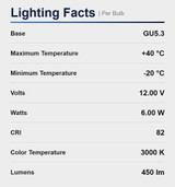 LED 6W MR16 3000K Warm White Flood 35 GU5.3 Base Dimmable Glass Lens
