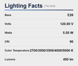 LED 5.5W PAR20 Reflector Dimmable TruLine Selectable Color Flood 40
