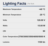 11IN LED Puff Light 1100 Lumens Standard Mount Selectable Color Temperature