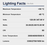 LED Cylinder Post Light 30W 120-277V Dimmable Sel CCT 6IN White Painted with Photocell
