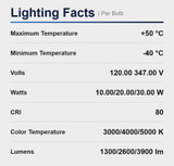 30W LED Mini Non-Cutoff Wall Pack 120-347V 0-10V Dimmable Sel CCT White Finish with Photocell