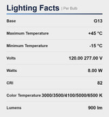LED 8W 24IN T8 Linear Tube Dimmable Selectable Color Ballast Free