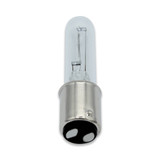 AMPS: 1.250 - BASE: BA15D  DOUBLE CONTACT BAYONET 15MM DIAMETER - BULBFINISH: CLEAR - BULBSHAPE: T4 - COLORTEMP: 3000 - LIFE: 2000 - LUMENS: 2400 - MOLIN: 2.25 - VOLTS: 120 - WATTS: 150