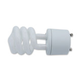 AMPS: 0.108 - BASE: GU24   2 PIN - BULBSHAPE: COIL - COLORTEMP: 3500 - CRI: 82 - LIFE: 10000 - LUMENS: 800 - MOLIN: 3.80 - VOLTS: 120 - WATTS: 13