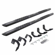 Black Aluminum Side Bar AND Brackets Complete Kit W5in Step Pads W4 Doors AND Crew Cab IN-0108674 Replacement