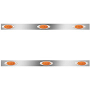 3 Inch Stainless Steel Cab Panels WITH 6 P1 AmberAmber LEDs For Kenworth T800 W900L