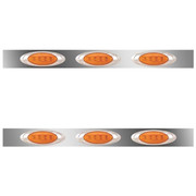 3 IN Stainless Steel Sleeper Panels WITH 6 P1 AmberAmber LEDs For Kenworth W900B WITH 42 IN Sleeper Replacement