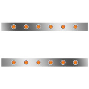 42 IN Stainless NonAero Sleeper Panels W 12 Round .75 IN AmberAmber LEDs For Kenworth T800 W900