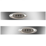 Stainless Steel Sleeper Extension Panels WITH 2 P1 AmberSmoked LEDs For Kenworth T800 W900