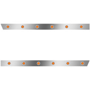 2.5 IN Stainless Steel Cab Panels W12 .75IN AmberAmber LEDs Peterbilt 386 WCabMount Exhaust