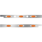 2.5 Inch Stainless Steel Cab Panel WITH 3 P1 AmberAmber LED Lights For Peterbilt 579 123BBC Pair
