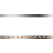 4 IN Stainless Sleeper Panels W 22 Round .75 IN AmberAmber LEDs For Peterbilt 389 W 70 IN Sleeper