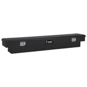 Gloss Black Diamond Plate Aluminum 69 Inch Slim-Line Crossover Tool Box For Pickup Trucks