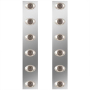 13 Inch Stainless Steel Rear Air Cleaner Panels With 12 P3 RedSmoked LEDs For Peterbilt