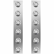 PETERBILT 378 YEAR 2003 19.75 INCH 304 S.S. FRONT AIR CLEANER LIGHT PANELS W 12 2 INCH FLAT RED CLEA